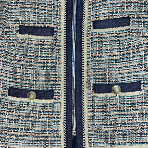 Veronica Beard Navy and Cream Tweed Blazer‎ Size 12 Business Tailored - Picture 8 of 10